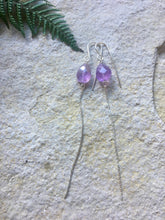 Load image into Gallery viewer, Amethyst silver chain earrings
