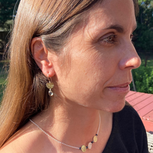 Load image into Gallery viewer, Citrine Half Sun: Flower Imprint Earrings
