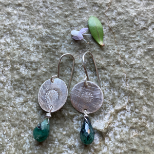 Emerald Full Moon: Heart Imprint Earrings