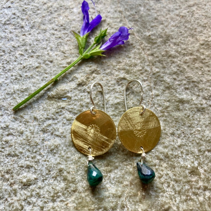 Emerald Sun: Flower Imprint Earrings