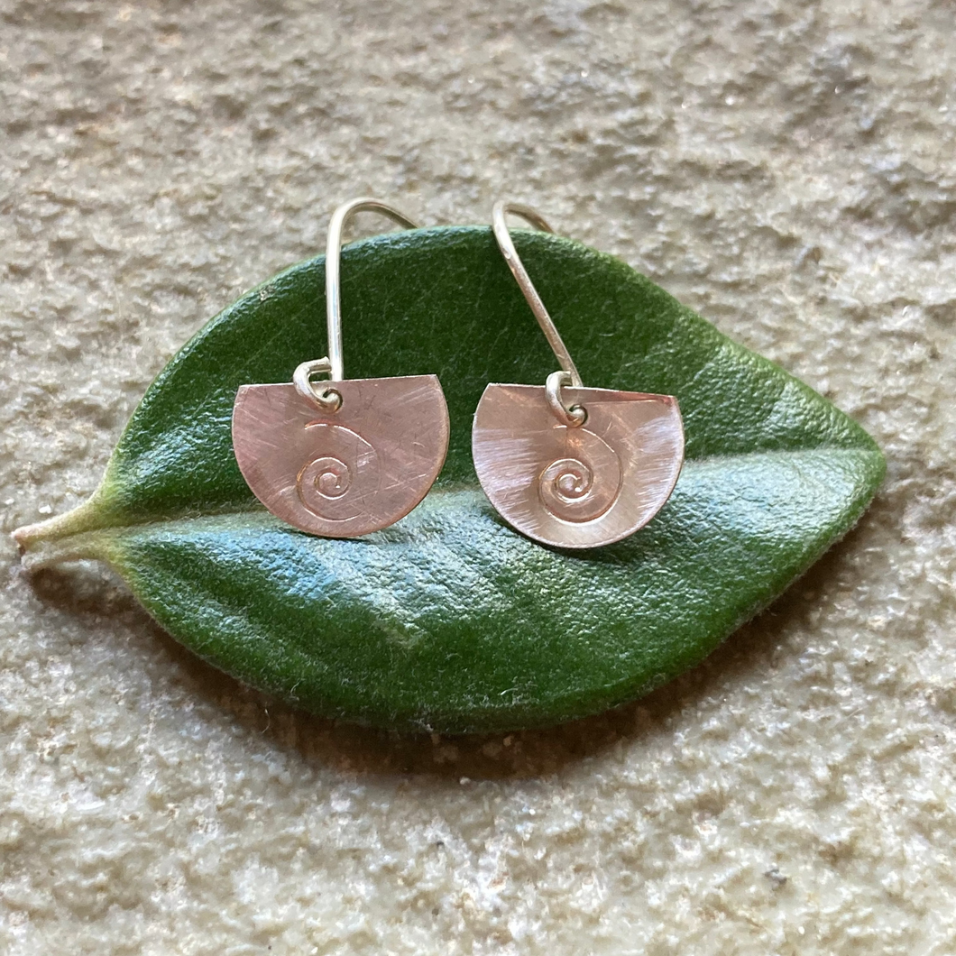 Half-Moon Spiral-of-Life Imprint Earrings