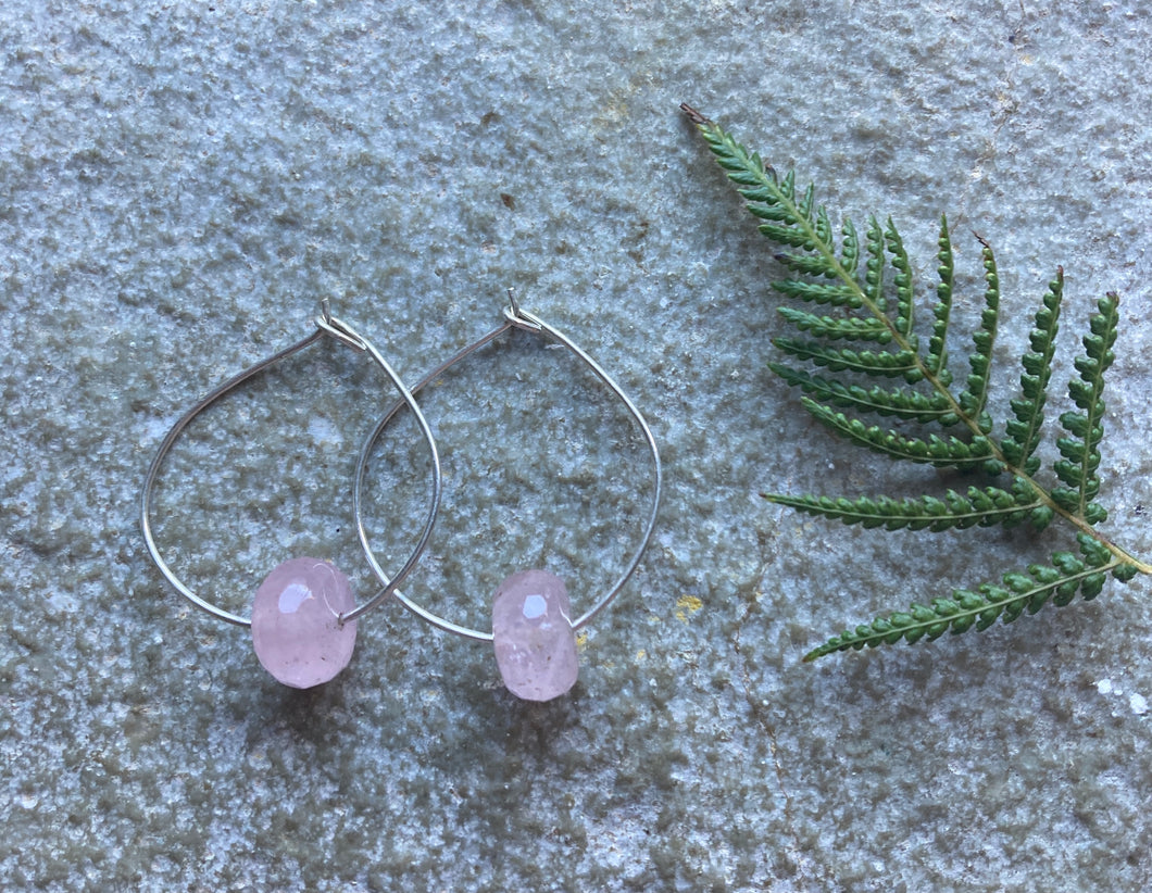 Rose Quartz Hoops