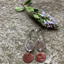 Load image into Gallery viewer, Silver and Copper Disc Earrings
