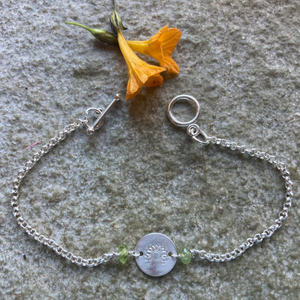 Moon Flower Imprint Peridot Bracelet