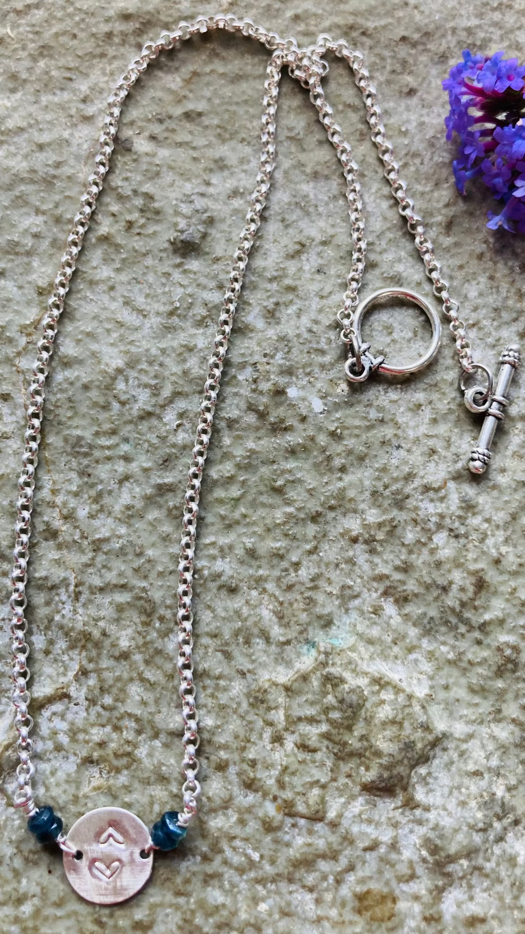 Sapphire Full Moon: Double Heart Imprint Necklace
