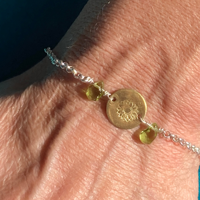 Sun Flower Imprint: Peridot Bracelet
