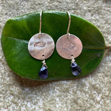 Load image into Gallery viewer, Tanzanite Moon Diamond Imprint Earrings
