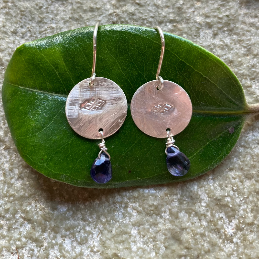 Tanzanite Moon Diamond Imprint Earrings