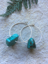 Load image into Gallery viewer, Turquoise Hoop Earrings (chunk)
